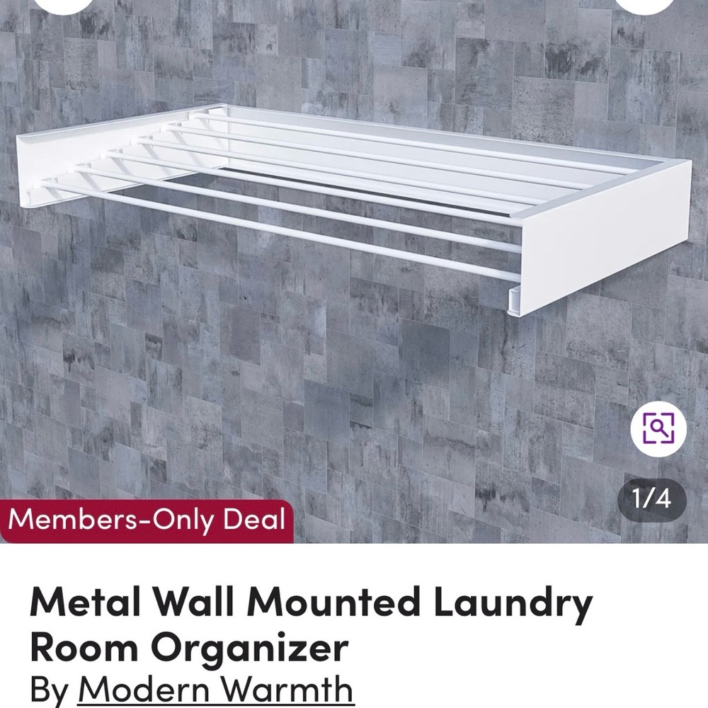 NEW! Wall-Mounted Foldable Metal Laundry Rack - White